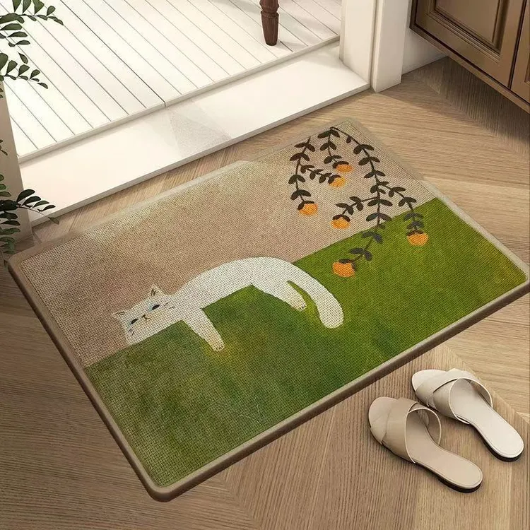 新款水晶绒家用入户门浴室地垫卫生间防滑吸水耐脏橡胶底脚踏垫子