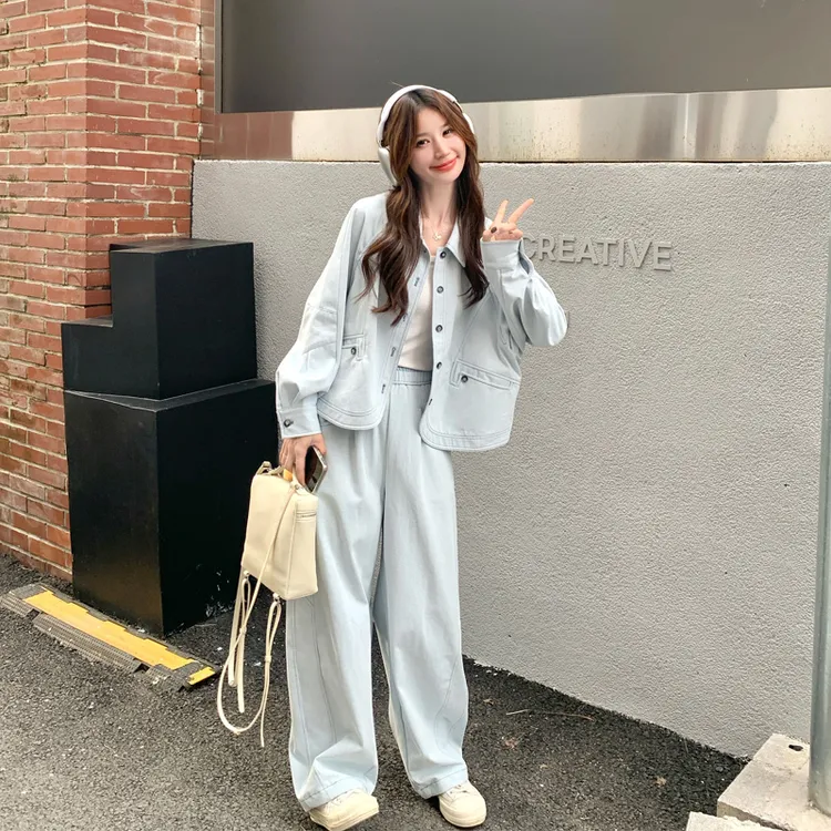 小众休闲风外套长裤套装女2025春秋新款韩系松弛感时尚显瘦两件套