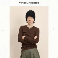 秀文~高级面膜打底衫高弹透气长袖圆领修身T恤QD6525DD