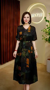 【晴香】2025新款秋季简约休闲气质连衣裙1259A