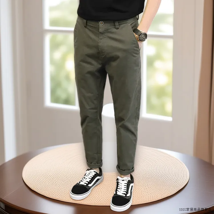 休闲裤男工装纯色百搭春夏2025韩版棉质水洗裤子修身小脚休闲直筒