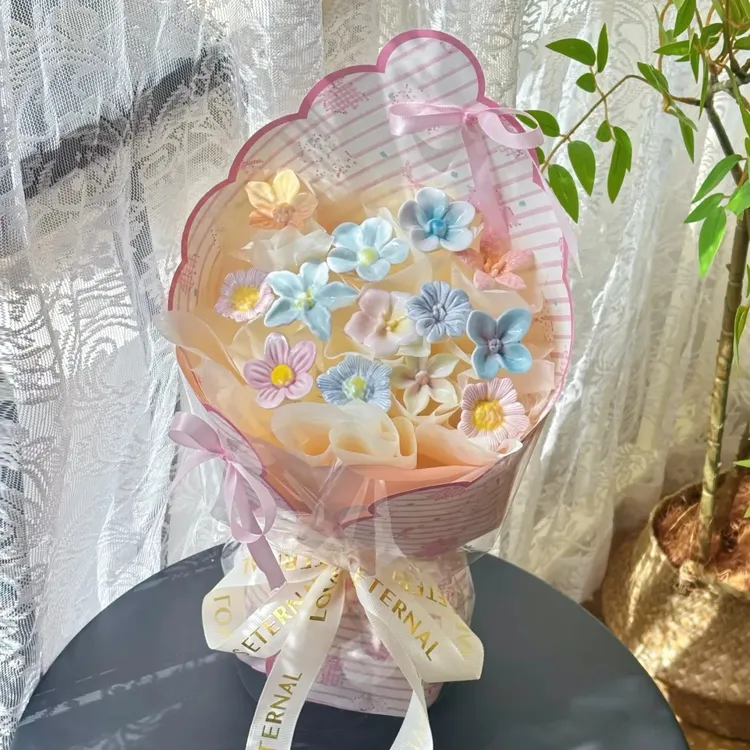 景德镇陶瓷花朵成品送女生闺蜜妈妈老师生日礼物永生花[小花束]