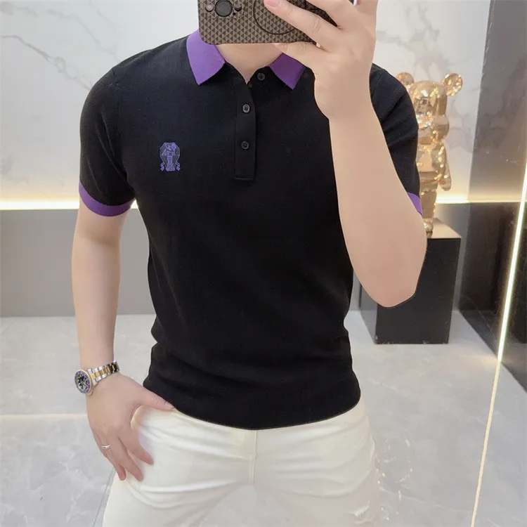 冰希高端.商务休闲男士刺绣针织衫翻领修身帅POLO衫2025秋冬新款