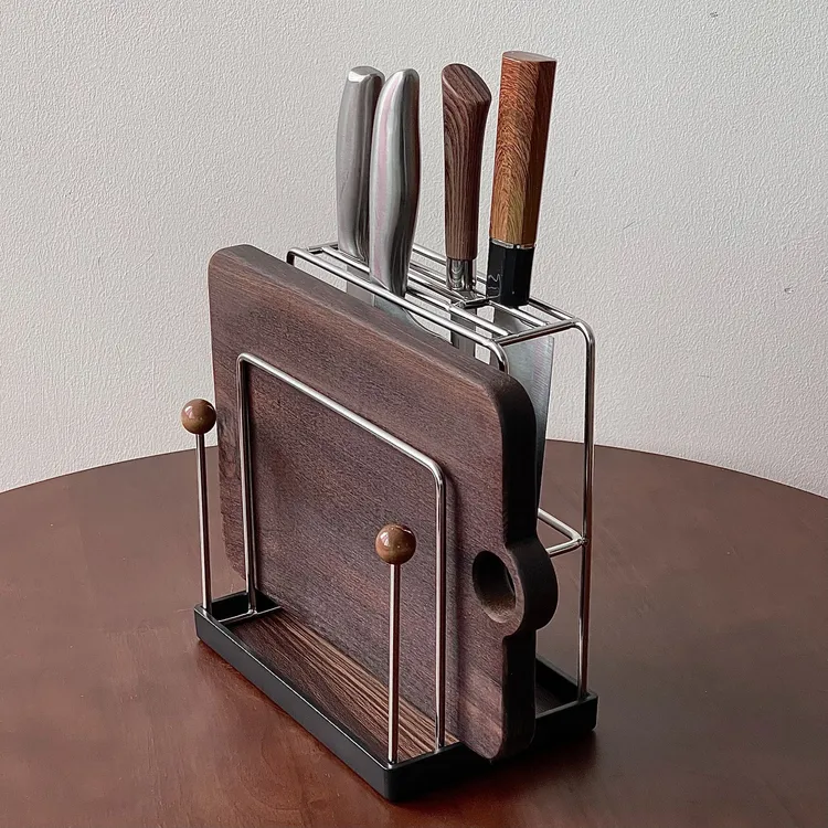 嘉点刀架置物架2025新款不锈钢菜板架刀具菜刀台面砧板一体收纳架