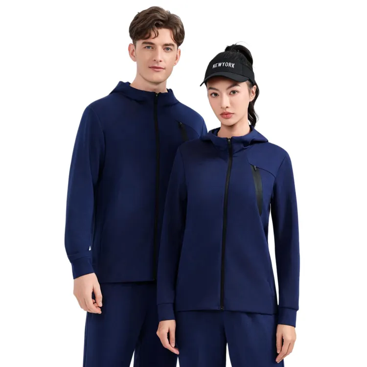 秋季男士女士运动开衫连帽卫衣训练健身套装通勤百搭户外出场服