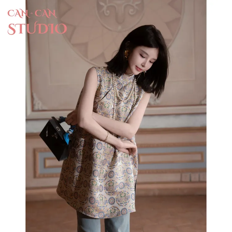 CANCAN STUDIO【宋锦~双凤齐鸣】新中式原创设计长款上衣G252126