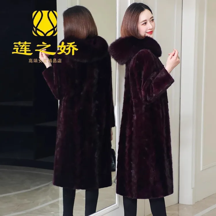 貂皮大衣女2025冬季新款中老年妈妈裘皮长款过膝海宁皮草水貂外套