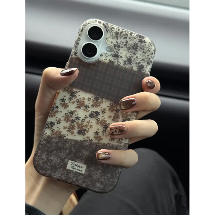 夕与空冬豹纹拼接适用苹果17/16奶油手机壳华为P70vivo小米oppo