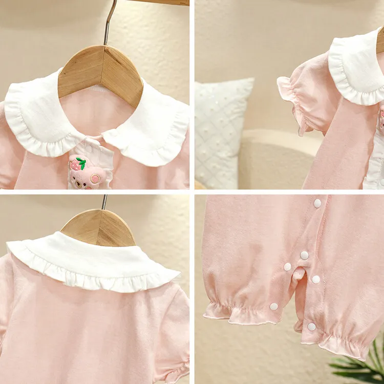 婴儿衣服夏装薄款宝宝连体衣短袖夏季满月新生百天超萌公主哈衣