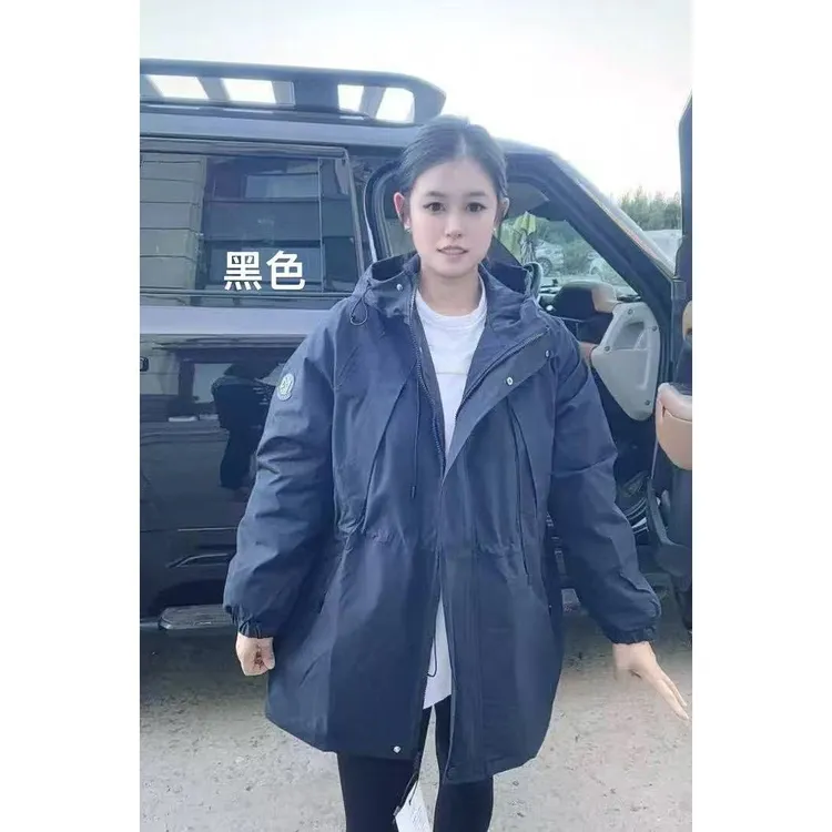 七格格推荐 大码秋冬款连帽收腰显瘦中长款薄二棉冲锋衣外套7120