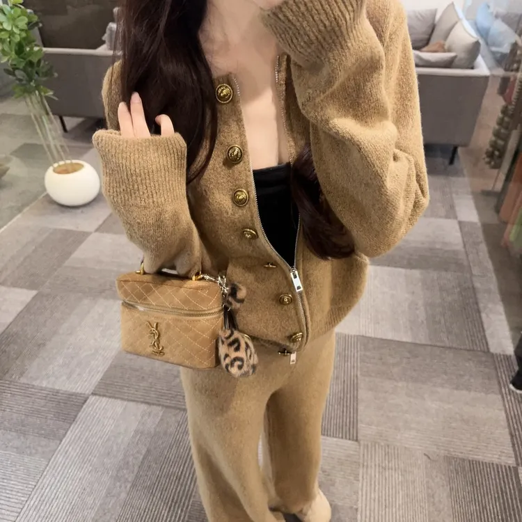 气质针织毛衣长裤女装2025冬季新款百搭显瘦洋气套装