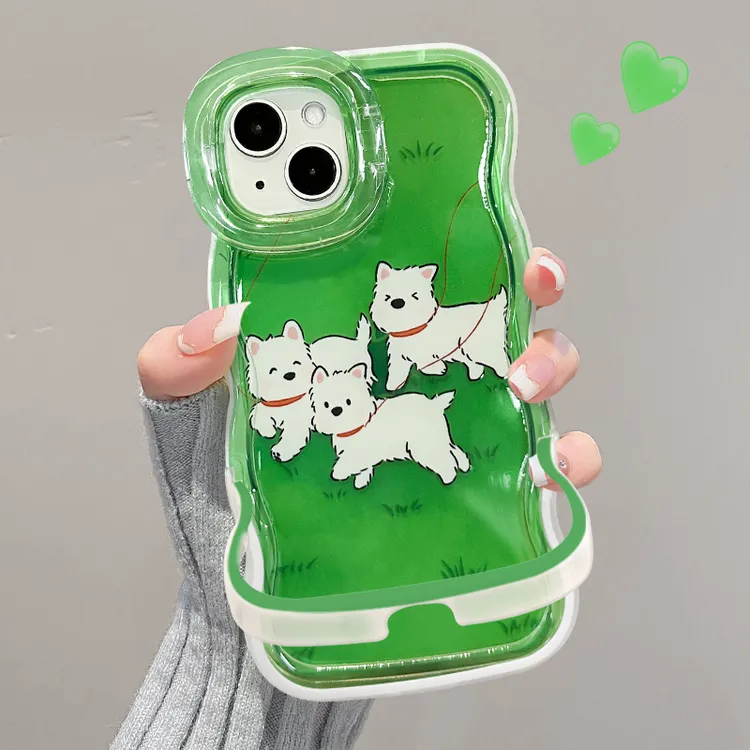 三只小狗适用苹果15华为oppo/vivo小米iPhone16板凳双支架手机壳