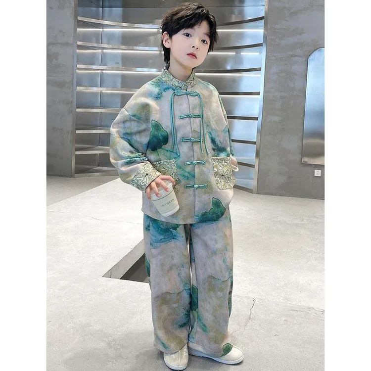 儿童装男童秋装汉服套装2025新款春秋款中大童男孩中国风古风唐装