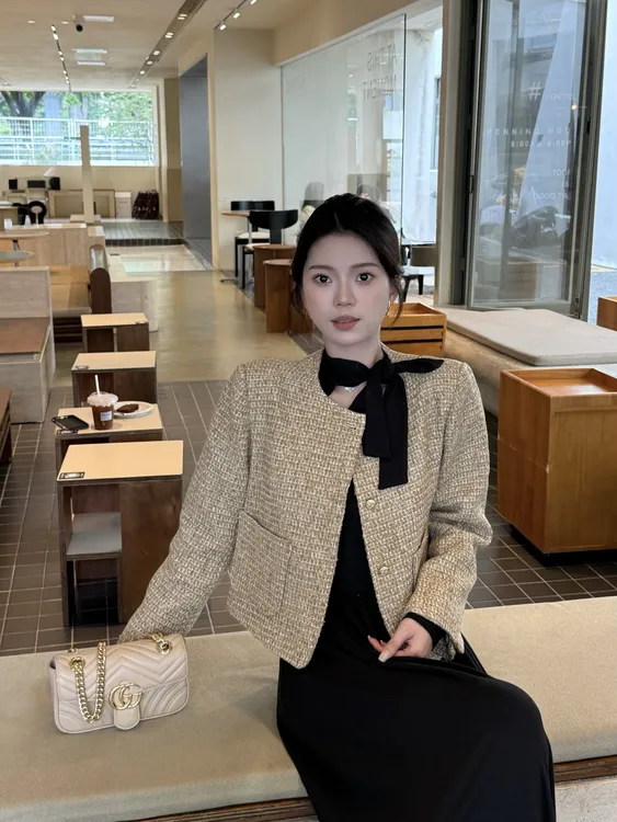 【琥珀云烟】法式千金高级感粗纺编织小香风外套女秋季气质精致上衣