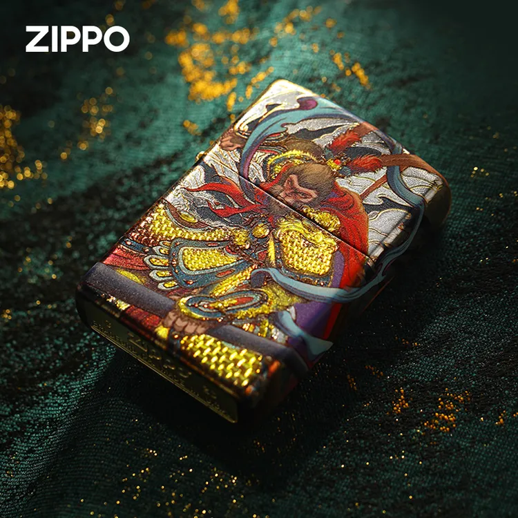 Zippo打火机古法包银烫金美猴王【中国设计师】收藏送礼国风TCJ1X1