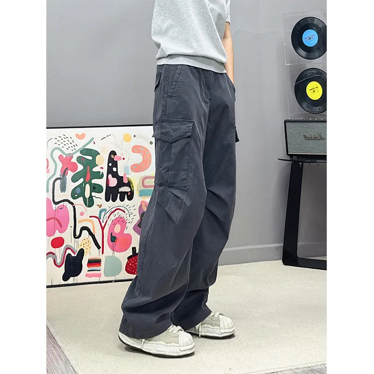 潮牌工装裤春秋水洗休闲裤潮流长裤工装宽松直筒休闲裤百搭65