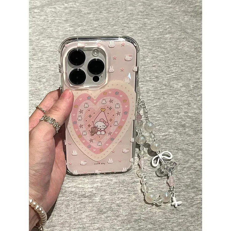 可爱卡通爱心长帽猫咪小熊适用iPhone17promax手机壳15p苹果16壳