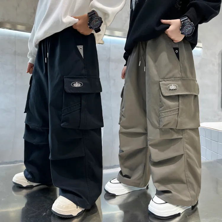 男童直筒工装裤春秋宽松2025中大童休闲韩版长裤儿童秋季裤子洋气