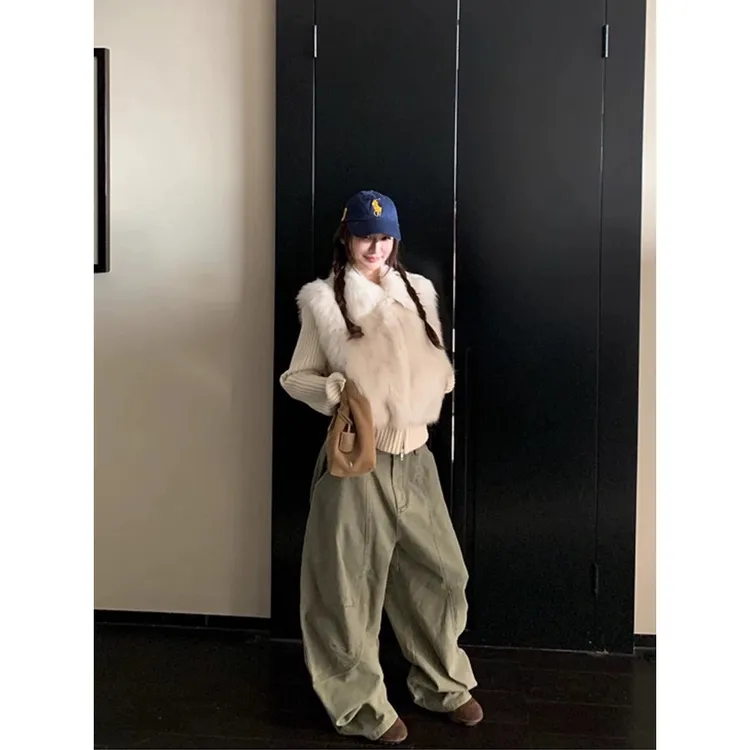 2025冬季新款可拆卸仿狐狸毛外套马甲复古针织拼接毛毛上衣女1015