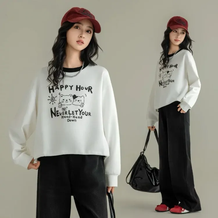 秋季新款女大童韩版圆领卫衣初高中生女孩洋气上衣zb6098田范KIDS