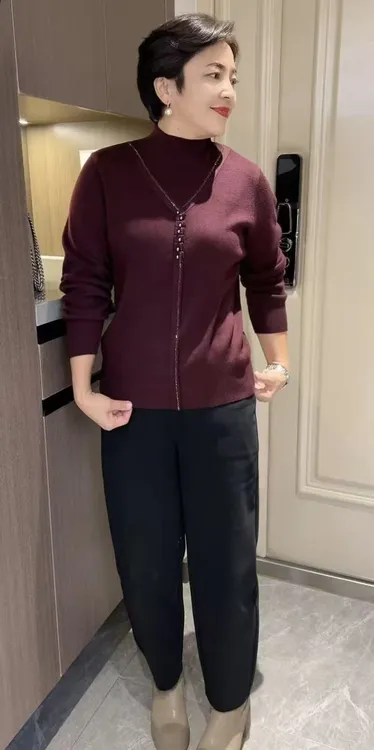 6135冬季保暖休闲半高领长袖针织衫