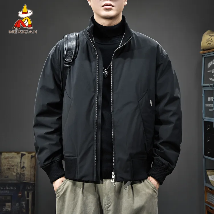 Mexican/稻草人冬季白鸭绒立领羽绒服男款潮牌痞帅男士飞行员外套