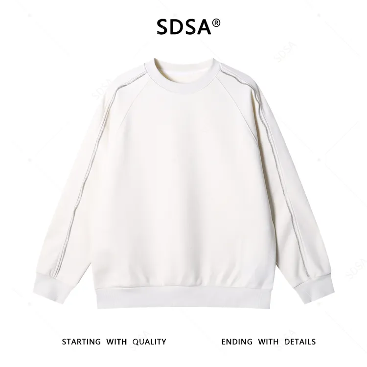 SDSA男士秋冬新款痞帅男装潮牌纯色圆领卫衣拉链装饰设计百搭上衣