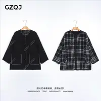 老琴私服【赫本墨影】琥珀流光风气质宽松中长款毛呢外套女冬62701