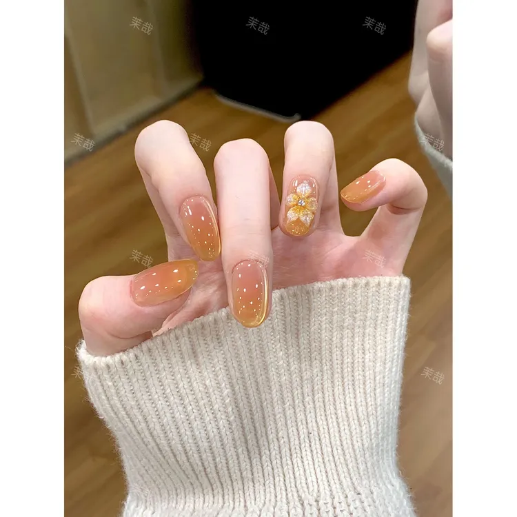 茉哉W【花开半夏】纯手工定制新款美甲拆卸穿戴甲S0983