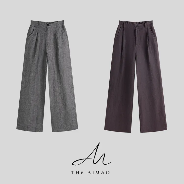 【THE AIMAO】 “轻氧裤“定纺双纱100%亚麻垂顺显瘦休闲裤XYX82411