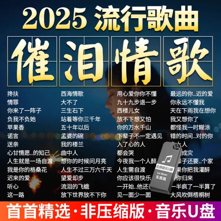 网络伤感情歌2025车载音乐U盘抖音伤感流行情歌曲无损高品音质MP3