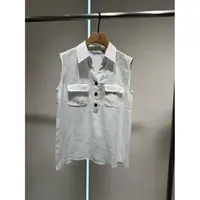 艾家工厂代工2025夏新款宽松简约无袖翻领衬衫上衣女50435032
