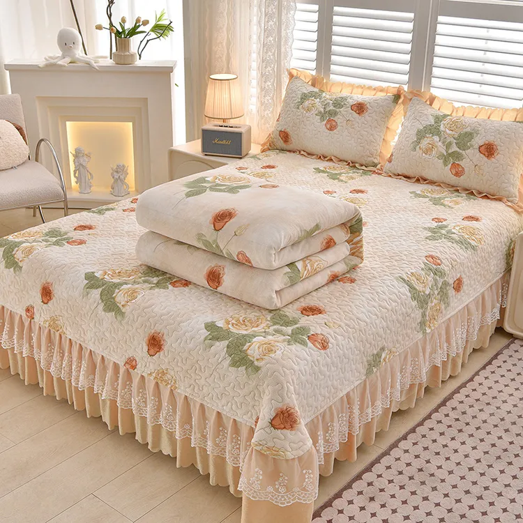 韩版加厚10斤加绒床盖款牛奶绒四件套床单款冬季加厚保暖床上用品