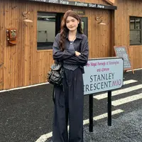 慕兔法式气质短裤外套方格吊带搭宽松阔腿长裤三件套女2025秋新款