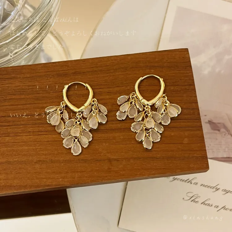 铜合金仿水晶耳饰 【金麦穗】时尚气质麦穗耳扣耳环精致小众耳饰