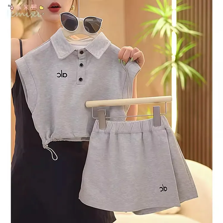 女童POLO衫短袖半身裙套装2025夏季学院风运动夏装休闲T恤短裙裤8
