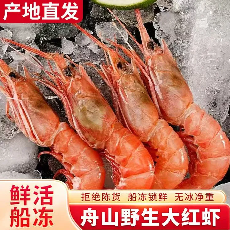 {舟山野生红虾}深海海捕大号红虾可刺甜虾 40-50只左右/斤