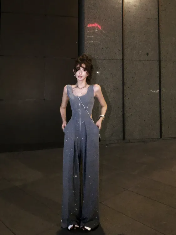 婉君【满钻连体裤】夏季露腰显瘦休闲百搭气质连体裤LWJ25B2K1956