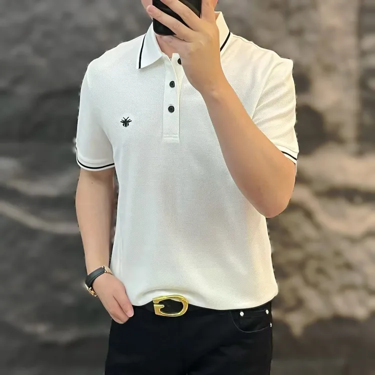 新款高端男士潮流百搭个性胸标休闲短袖POLO衫CS-52177