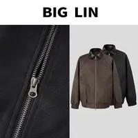 BIG林 秋季上新格子翻领设计户外工装简约夹克百搭外套男 H2566