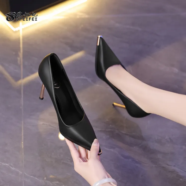 sufeifei/苏妃妃气质高跟鞋女细跟尖头职业百搭舒适法式单鞋-P251