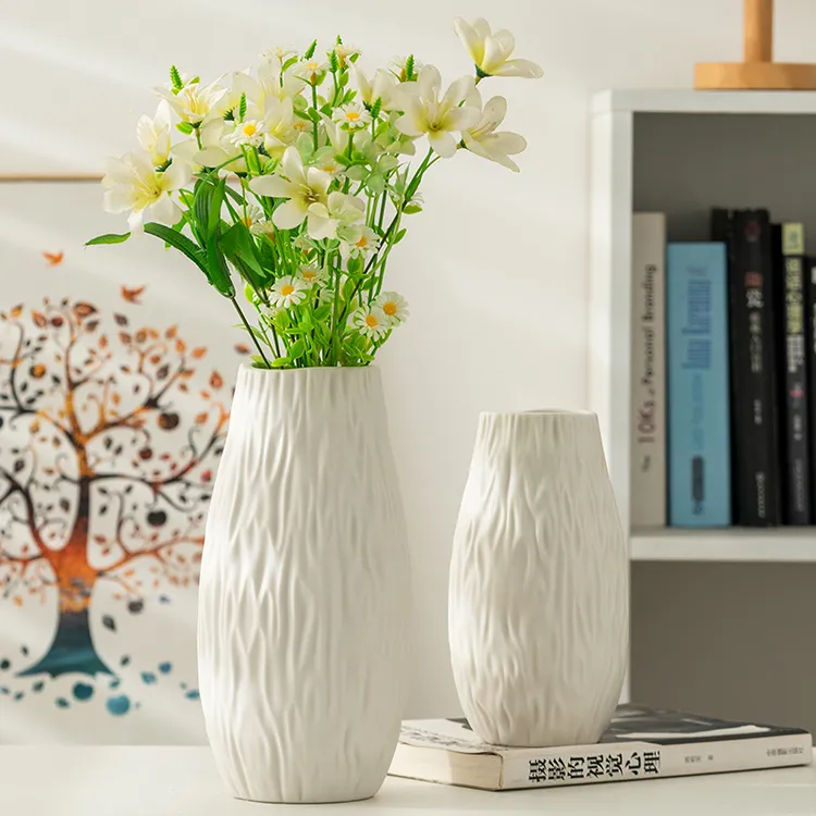 现代简约素烧暮蕾陶瓷创意花瓶玄关客厅桌面干花插花水培装饰摆件
