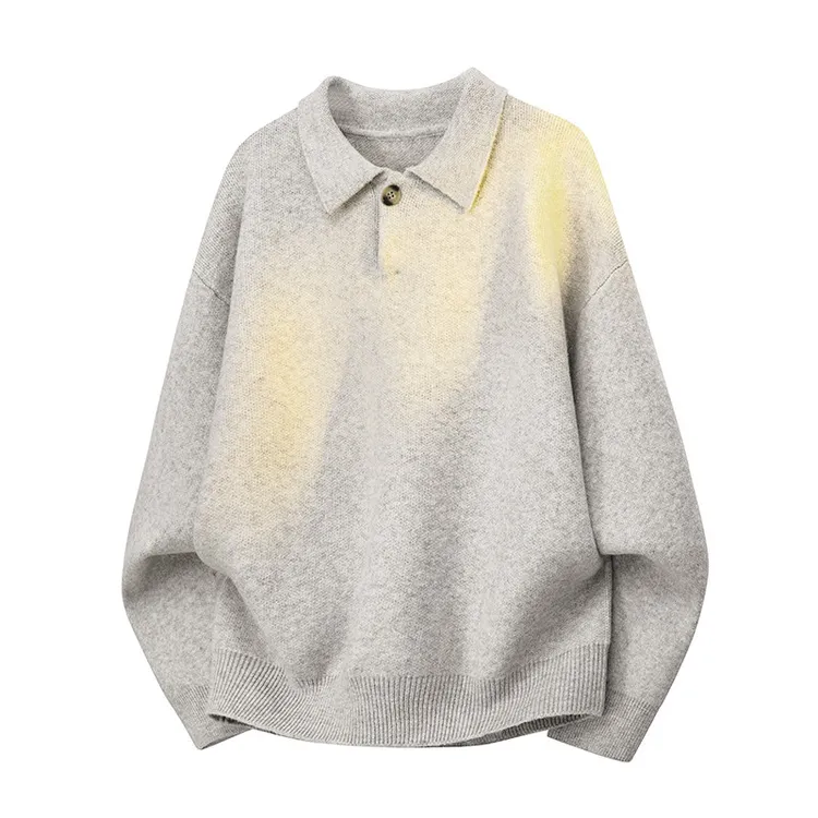 美式复古polo领毛衣男女秋冬高级感情侣卫衣韩系穿搭慵懒风针织衫