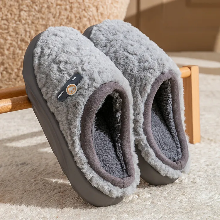 酷如意踩屎感棉拖鞋男士冬季2025新款室内家居毛毛加绒保暖棉拖女