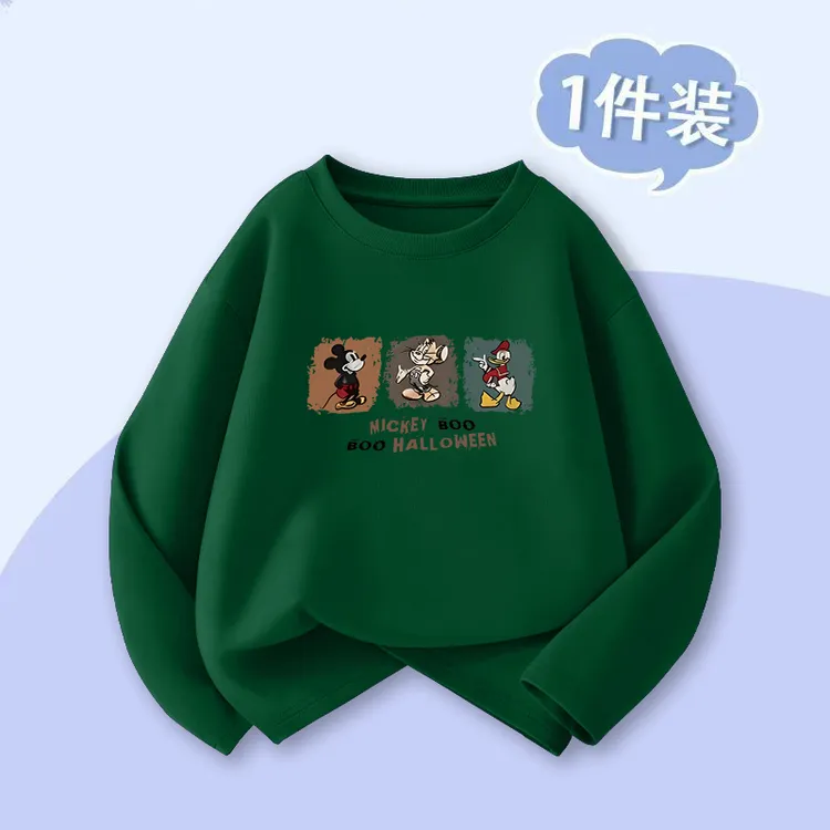 春秋新款儿童纯棉长袖T恤男女童卡通印花休闲百搭圆领上衣童装