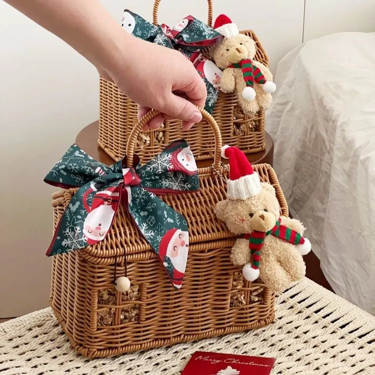 圣诞节礼物实用手提篮空盒子平安夜伴手礼藤编盒送男女朋友小礼品