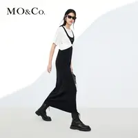 【贤哥专享】MOCO假两件T恤背心连衣裙设计感捏褶收腰MBC1DRST12