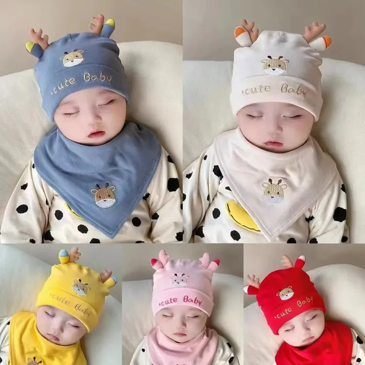 婴幼儿帽子春秋季婴儿无骨胎帽小月龄宝宝护囟门俏皮可爱套头帽子