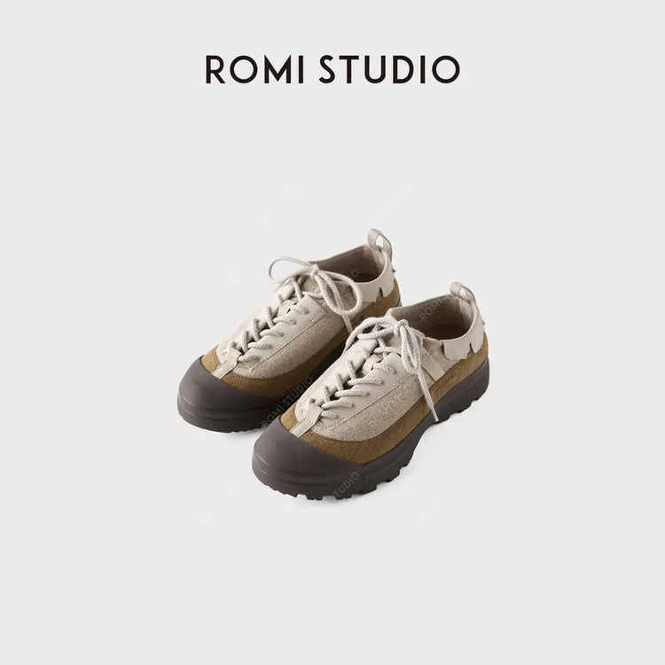 ROMI STUDIO“复古休闲”拼接撞色磨砂厚底百搭休闲鞋RWCAP35350