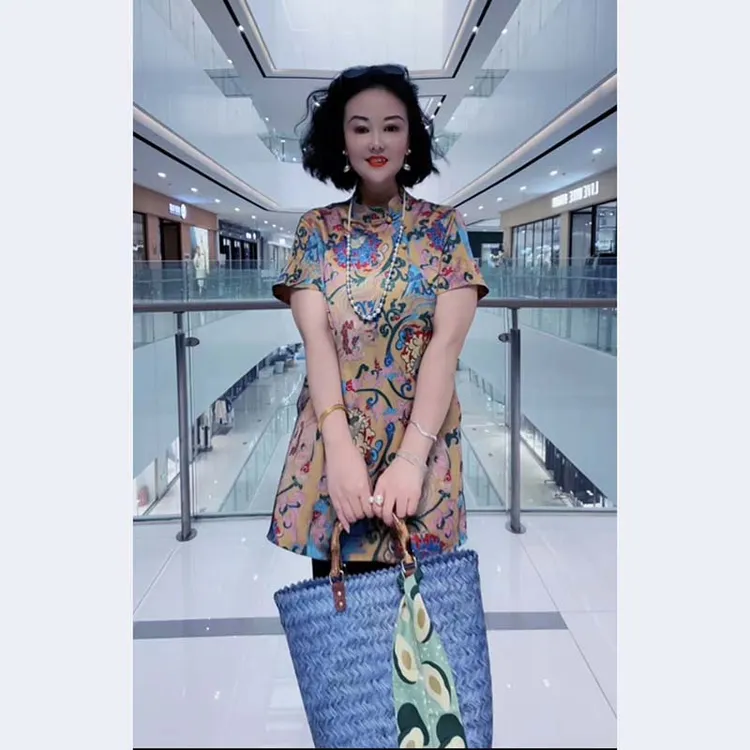 2025夏新中式轻奢提花高级复古遮肉气质洋气显瘦轻薄透气上衣